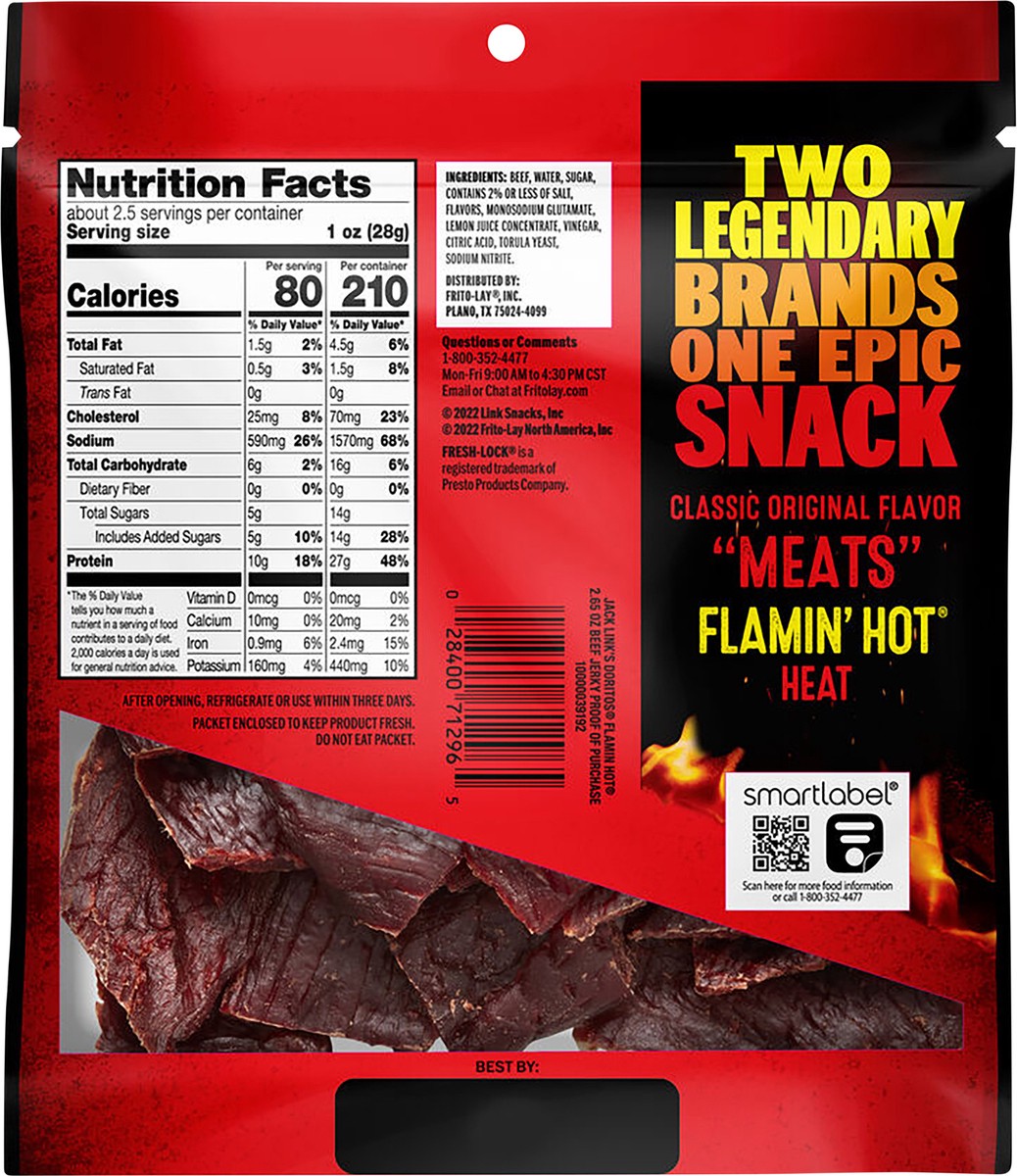 slide 3 of 4, Jack Link's Beef Jerky, Flamin' Hot Flavored, Original, 2.65 oz