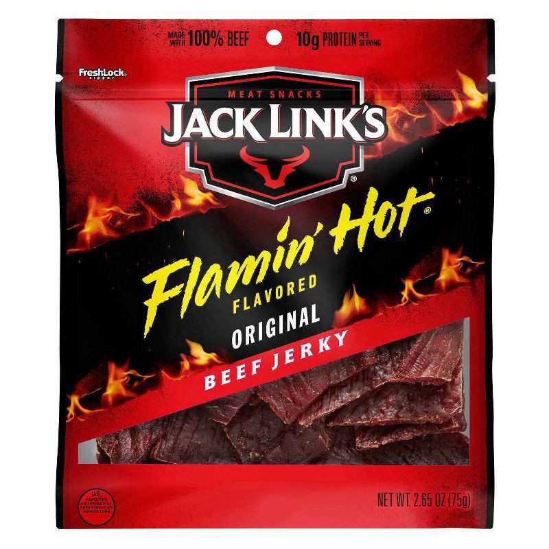 slide 1 of 4, Jack Link's Beef Jerky, Flamin' Hot Flavored, Original, 2.65 oz