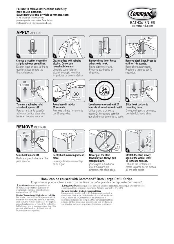 slide 18 of 21, 3M Command Bath Large Satin Brass Hook 1 ct., 1 ct