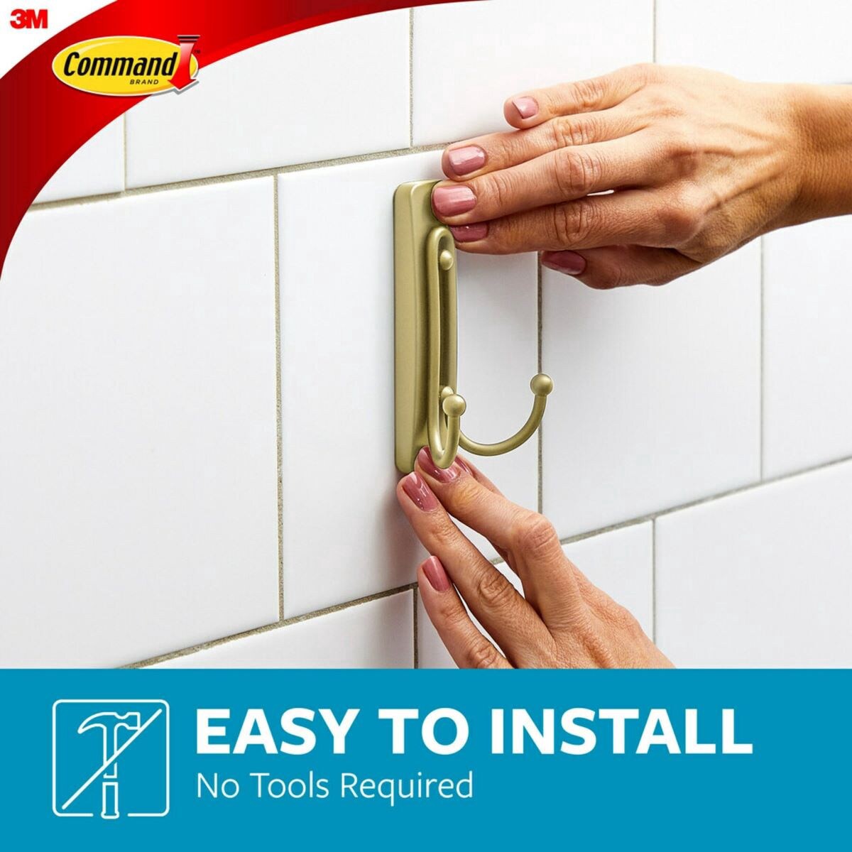 slide 19 of 21, 3M Command Bath Large Satin Brass Hook 1 ct., 1 ct