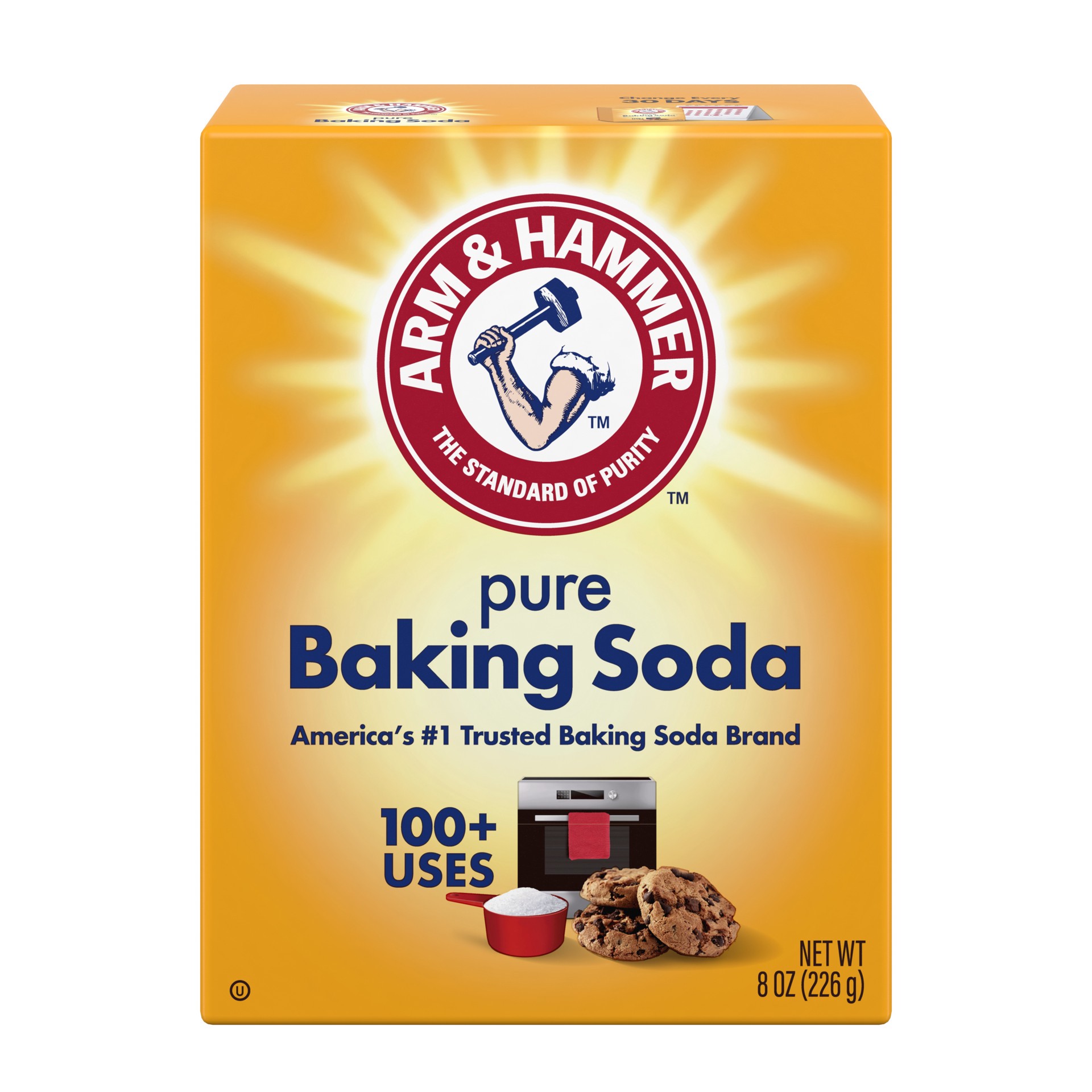 slide 1 of 9, ARM & HAMMER Pure Baking Soda, For Baking, Cleaning & Deodorizing, 8 oz Box, 8 oz