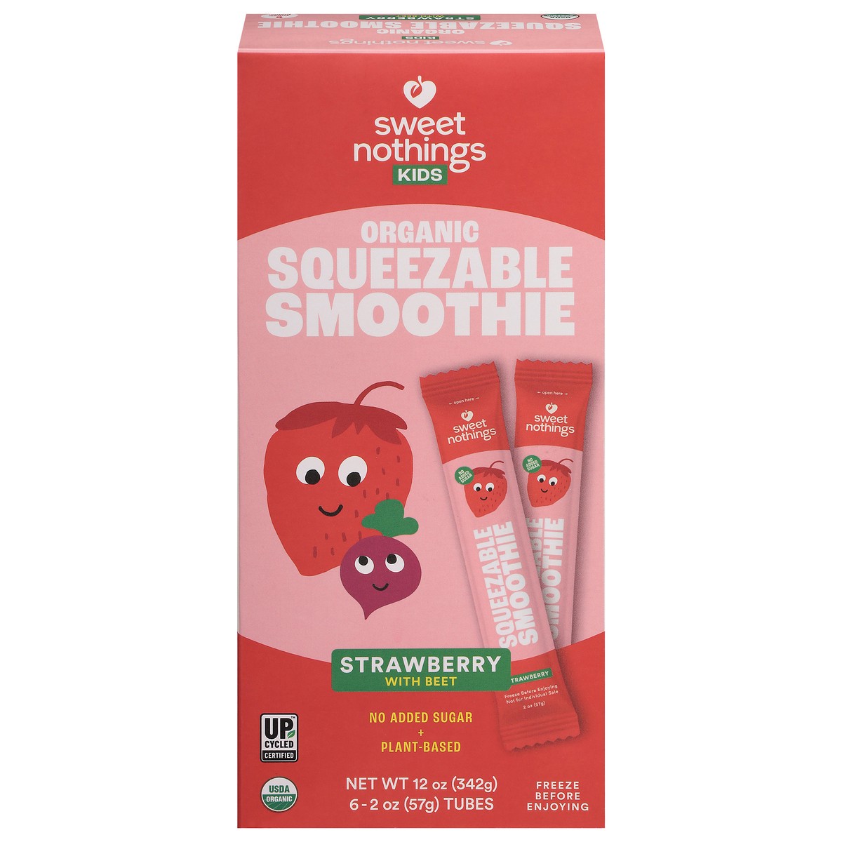 slide 1 of 13, Sweet Nothings Kids Organic Strawberry with Beet Squeezable Smoothies 6 - 2 oz Tubes, 6 ct