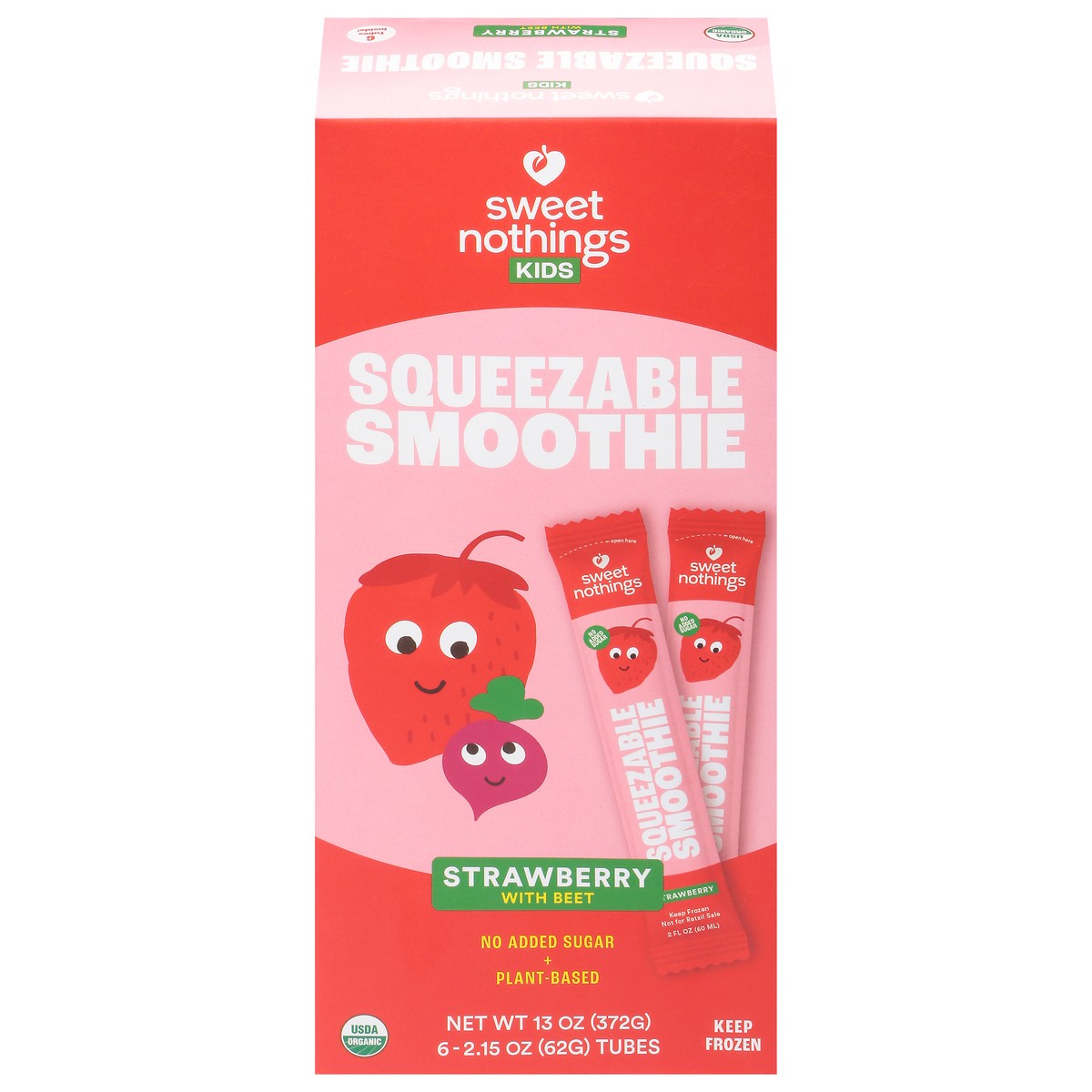 slide 1 of 13, Sweet Nothings Kids Strawberry with Beet Squeezable Smoothies 6 - 2.15 oz Tubes, 6 ct