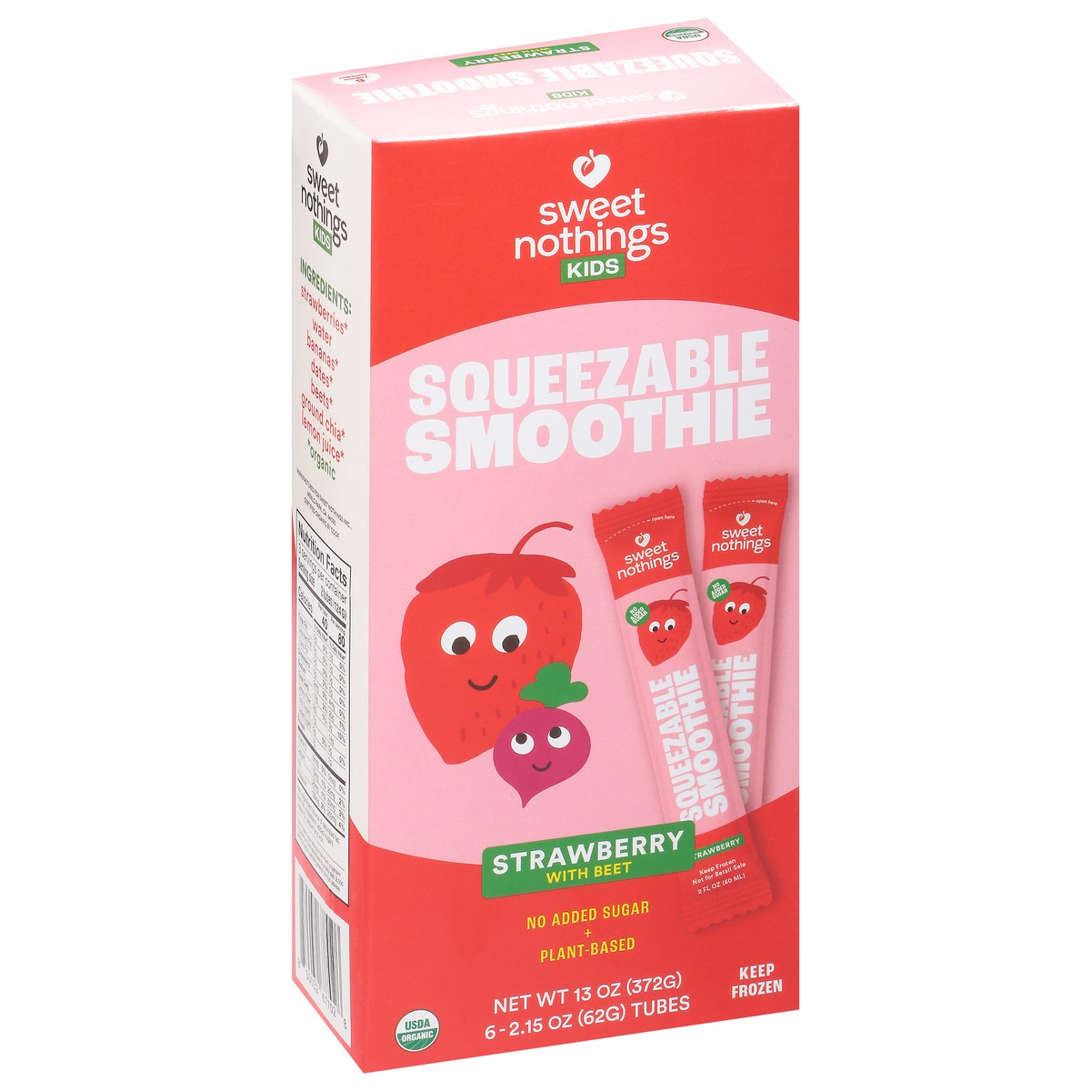 slide 10 of 13, Sweet Nothings Kids Organic Strawberry with Beet Squeezable Smoothies 6 - 2 oz Tubes, 6 ct