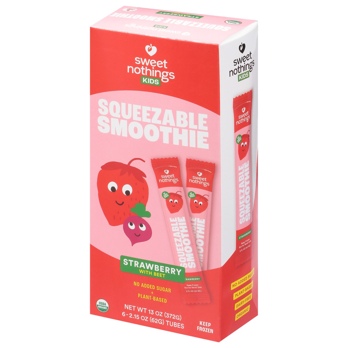 slide 11 of 13, Sweet Nothings Kids Organic Strawberry with Beet Squeezable Smoothies 6 - 2 oz Tubes, 6 ct