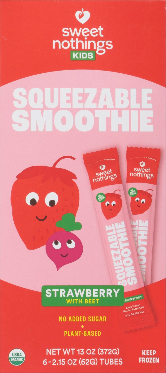 slide 2 of 13, Sweet Nothings Kids Organic Strawberry with Beet Squeezable Smoothies 6 - 2 oz Tubes, 6 ct