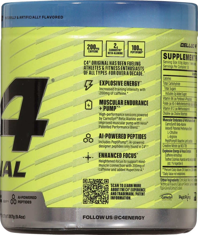 slide 2 of 4, C4 Original Icy Blue Razz Pre Workout Powder, 9.4 oz