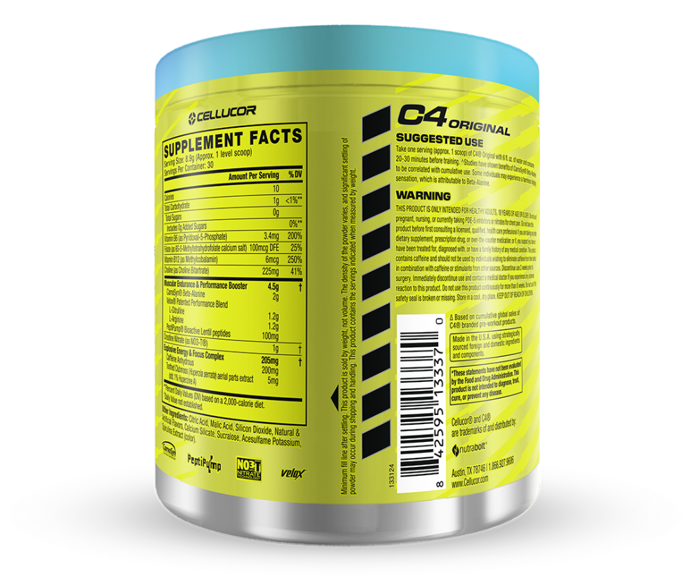 slide 4 of 4, C4 Original Icy Blue Razz Pre Workout Powder, 9.4 oz