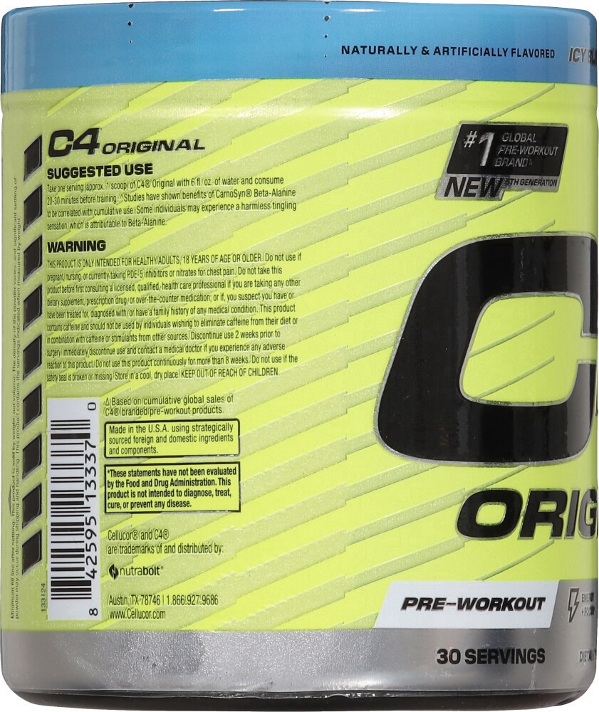 slide 3 of 4, C4 Original Icy Blue Razz Pre Workout Powder, 9.4 oz