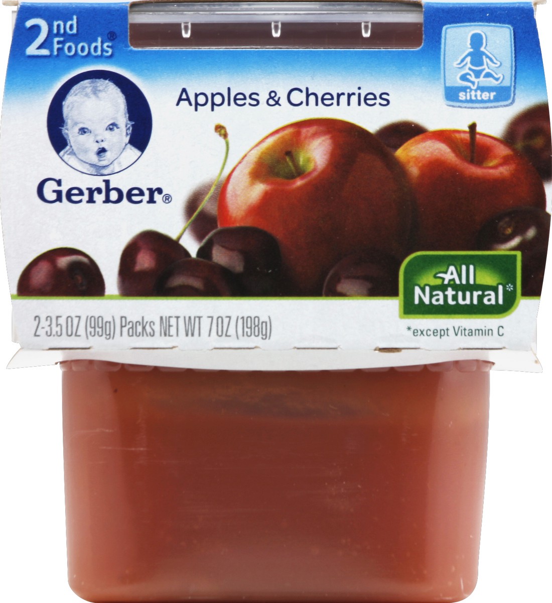 slide 2 of 5, Gerber 2nd NatureSelect Apples and Cherries Baby Food, 2 ct; 3.5 oz