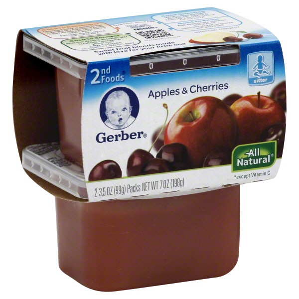 slide 1 of 5, Gerber 2nd NatureSelect Apples and Cherries Baby Food, 2 ct; 3.5 oz