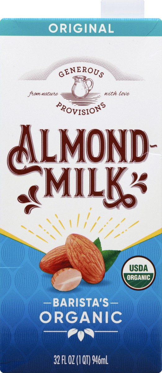 slide 5 of 6, Generous Provisions Barista's Organic Original Almond Milk, 32 oz