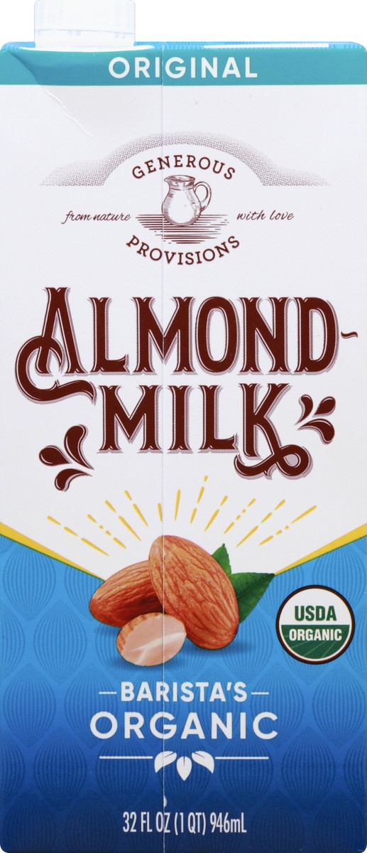 slide 6 of 6, Generous Provisions Barista's Organic Original Almond Milk, 32 oz