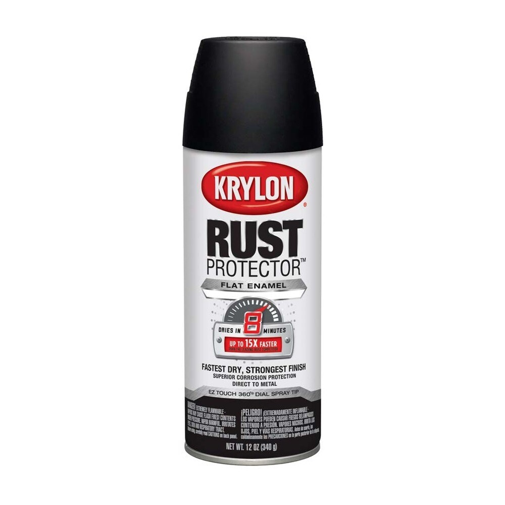 slide 1 of 1, Krylon Rust Protector Black Flat Enamel, 12 oz