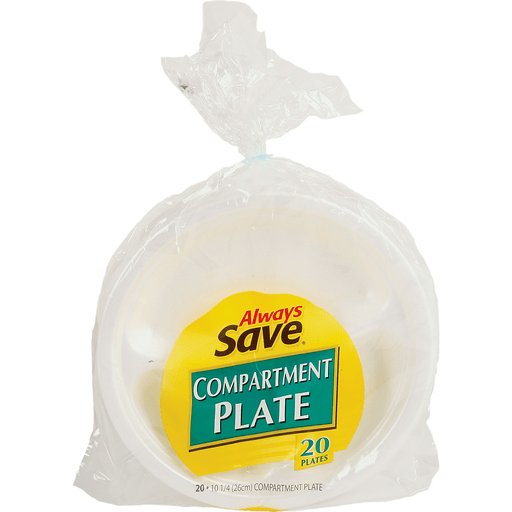 slide 1 of 1, Always Save Compartment Plate, 20 ct