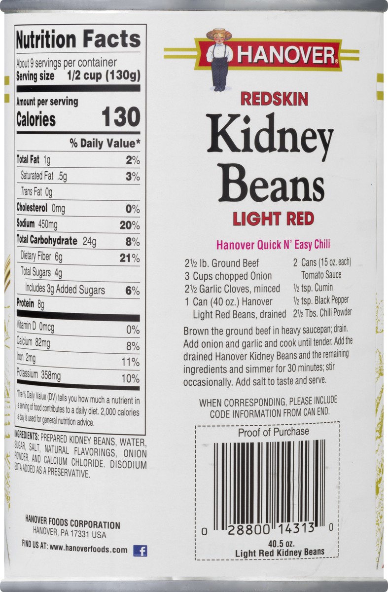 slide 5 of 13, Hanover Kidney Beans Light Red - 40.5 OZ, 40.5 oz