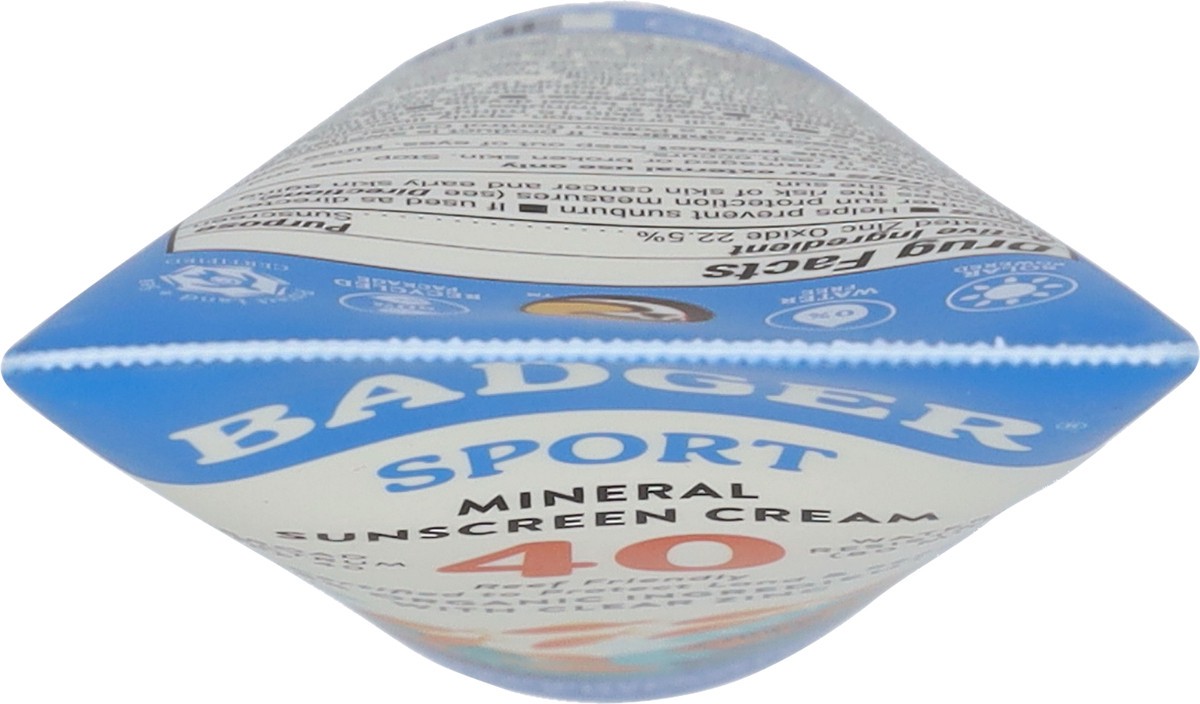slide 3 of 13, Badger Sport Mineral Sunscreen Cream Spf 40, 1 ct