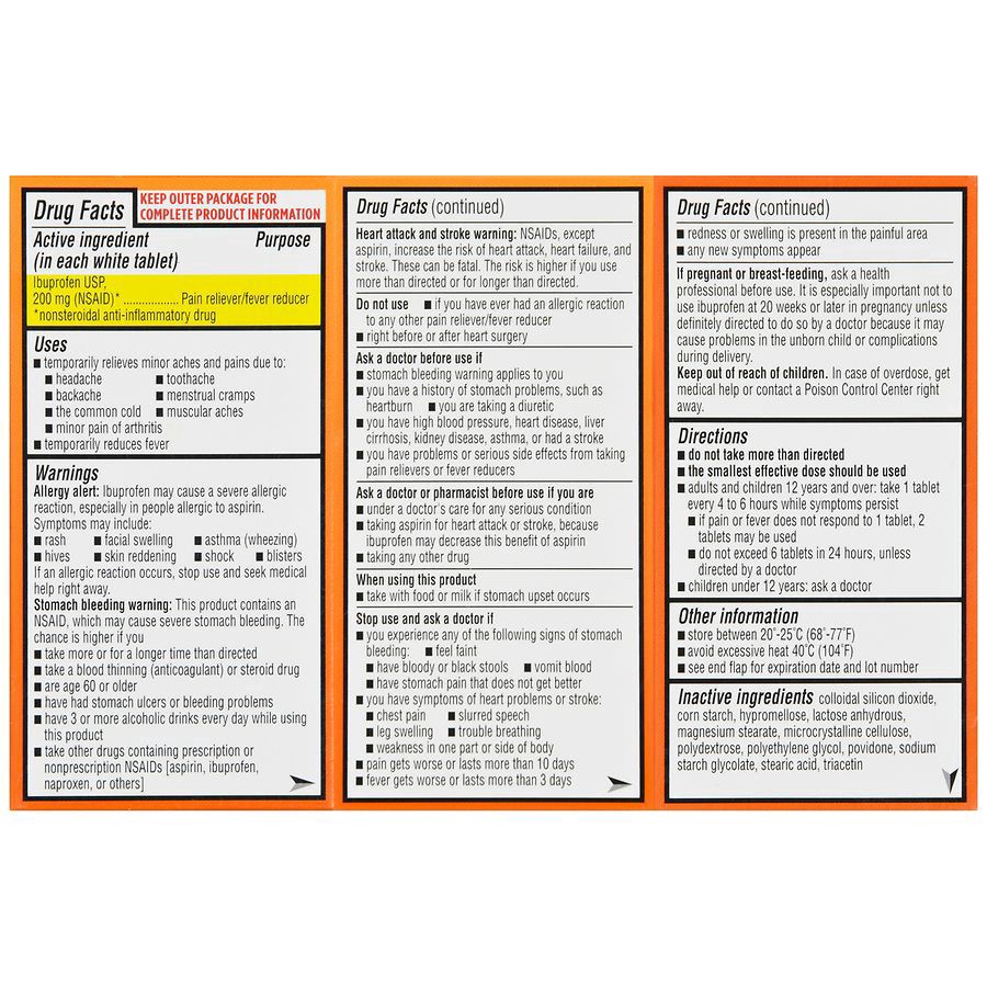 slide 2 of 5, Walgreens Ibuprofen 200 mg Tablets Color Free & Dye Free, 100 ct