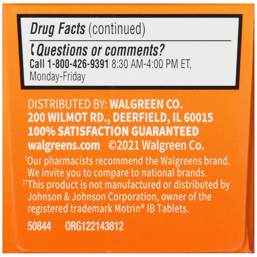 slide 4 of 5, Walgreens Ibuprofen 200 mg Tablets Color Free & Dye Free, 100 ct
