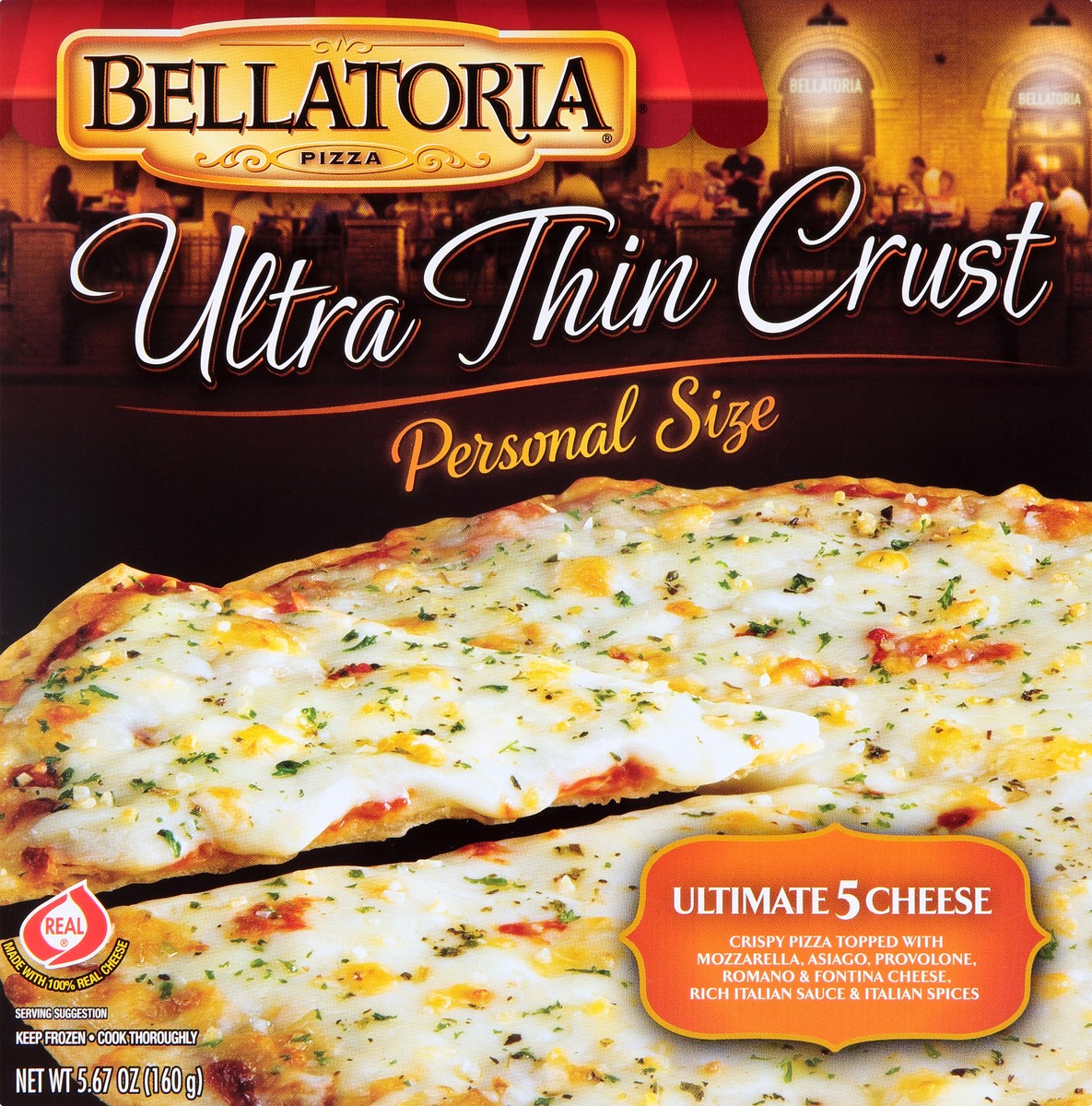 slide 1 of 3, Bellatoria Personal Size Ultra Thin Crust Ultimate 5 Cheese Pizza 5.67 oz, 5.67 oz