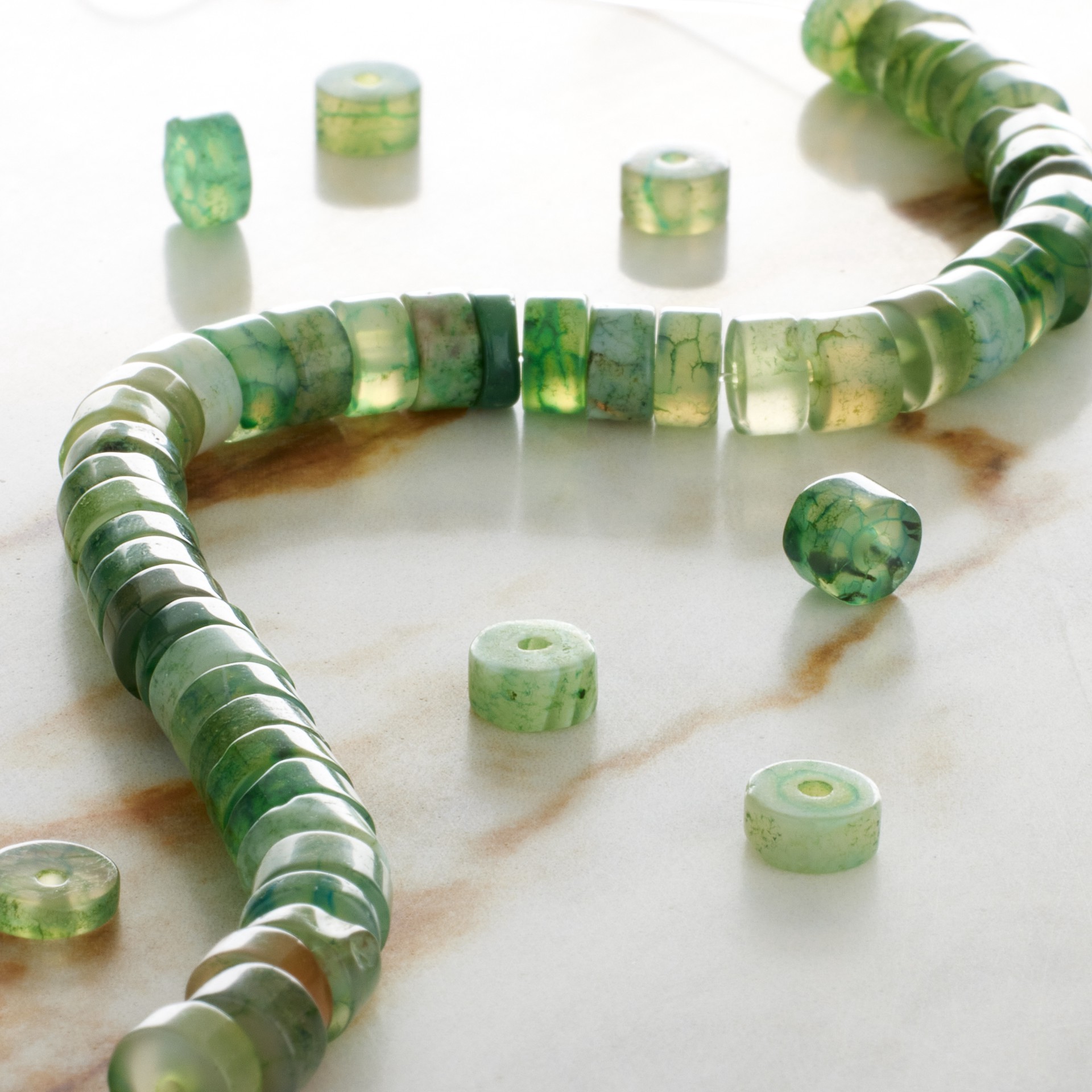 slide 3 of 3, Green Agate Heishi Beads, 6mm By Bead Landing, 6 mm