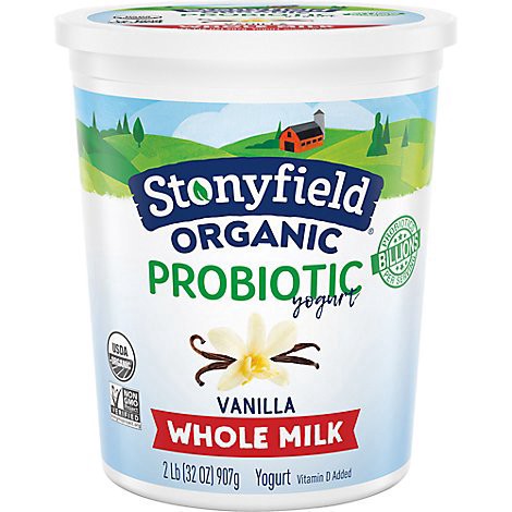 slide 1 of 1, Stonyfield Organic Whole Milk Vanilla Probiotic Yogurt - 32 Oz, 32 oz