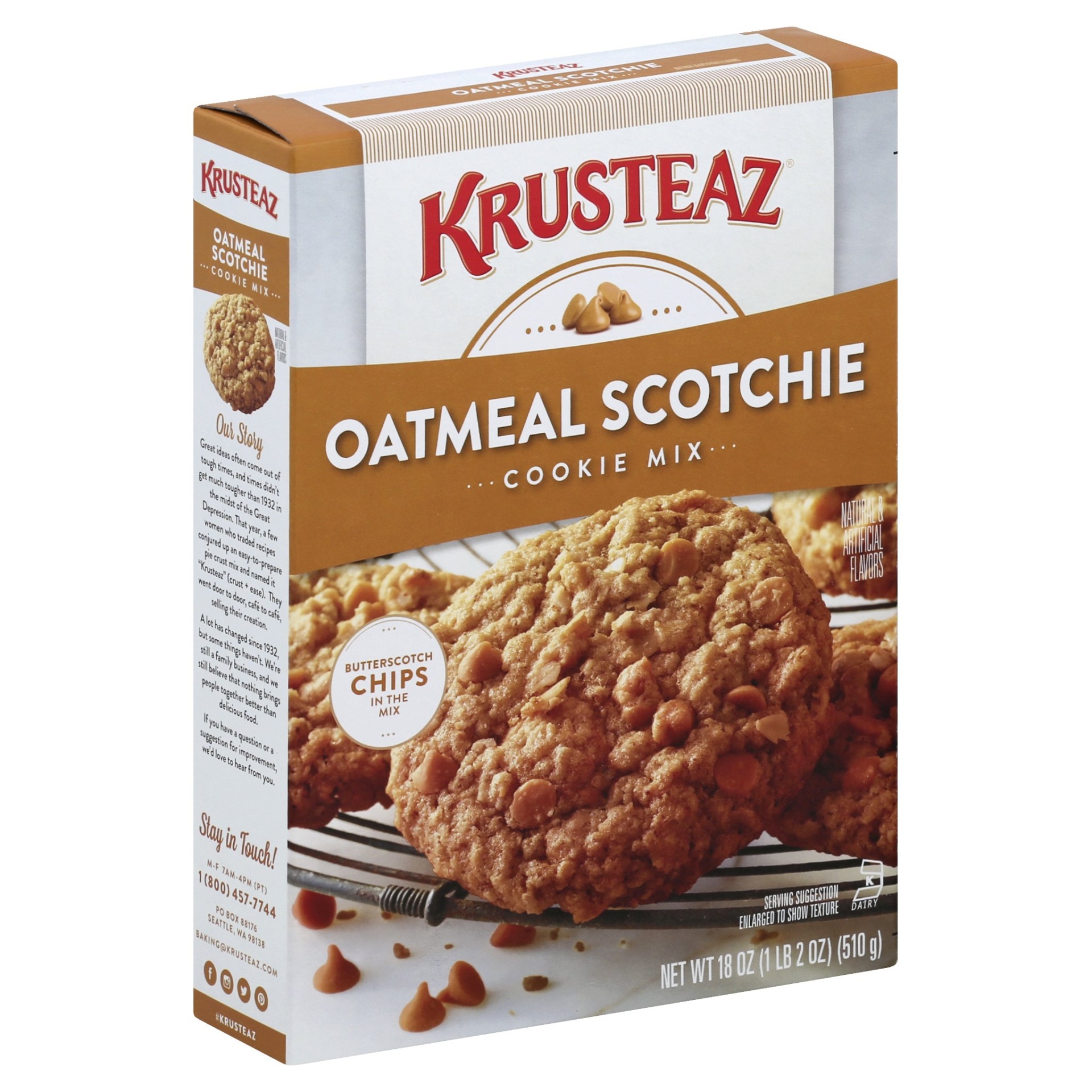 slide 1 of 8, Krusteaz Cookie Mix Oatmeal Scotchie, 18 oz