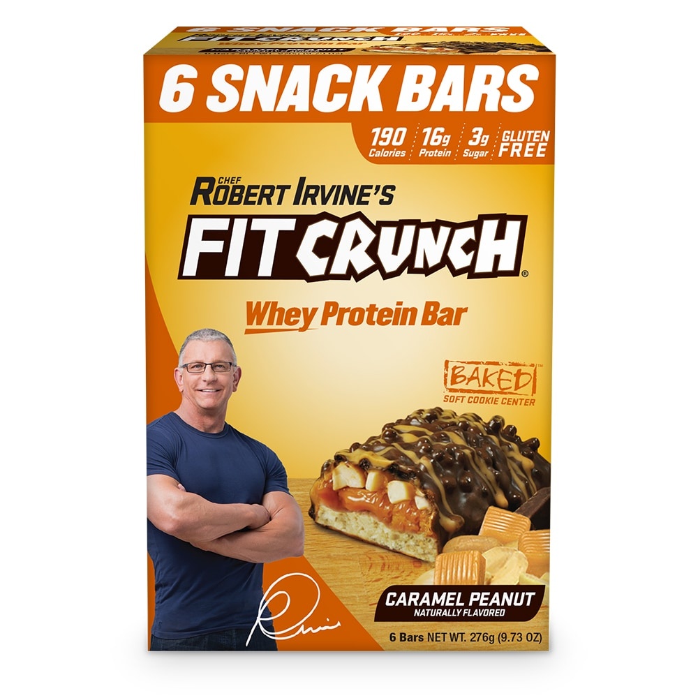 slide 1 of 1, Robert Irvine's Fit Crunch Caramel Peanut Whey Protein Bar, 6 ct; 9.73 oz