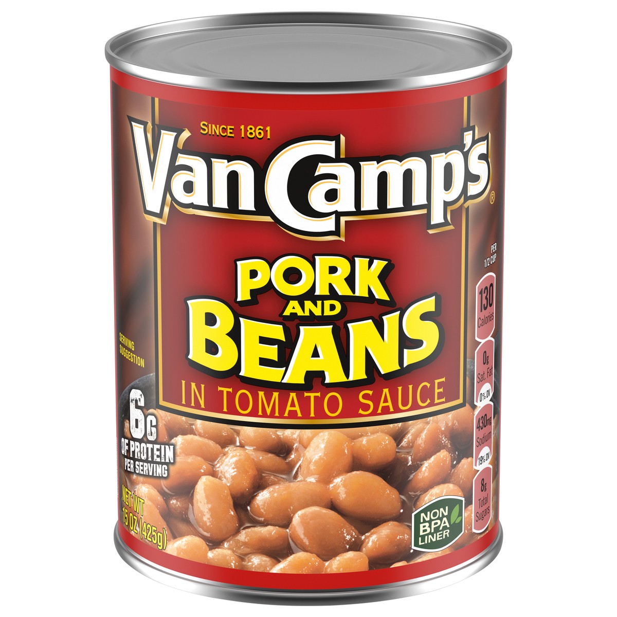 slide 1 of 3, Van Camp's in Tomato Sauce Pork and Beans in Tomato Sauce 15 oz, 15 oz