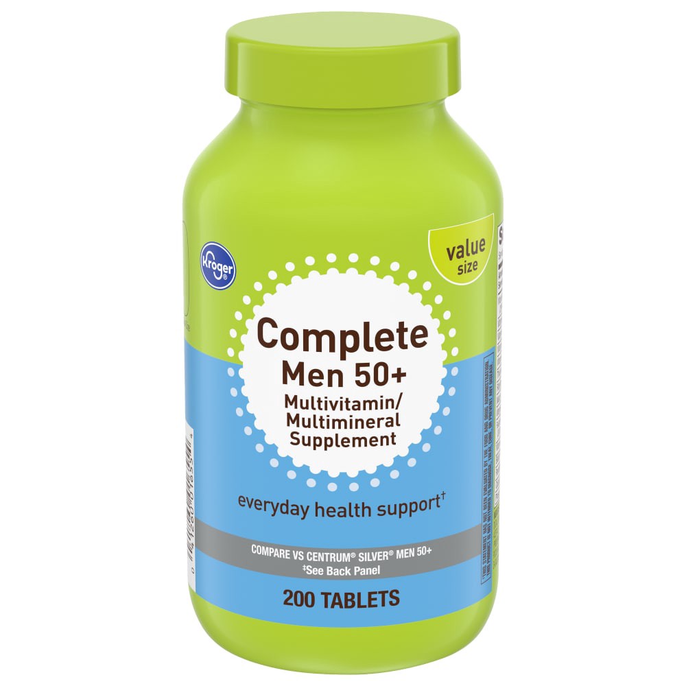 slide 3 of 3, Kroger Complete Men 50+ Everyday Health Support Multivitamin, 200 ct