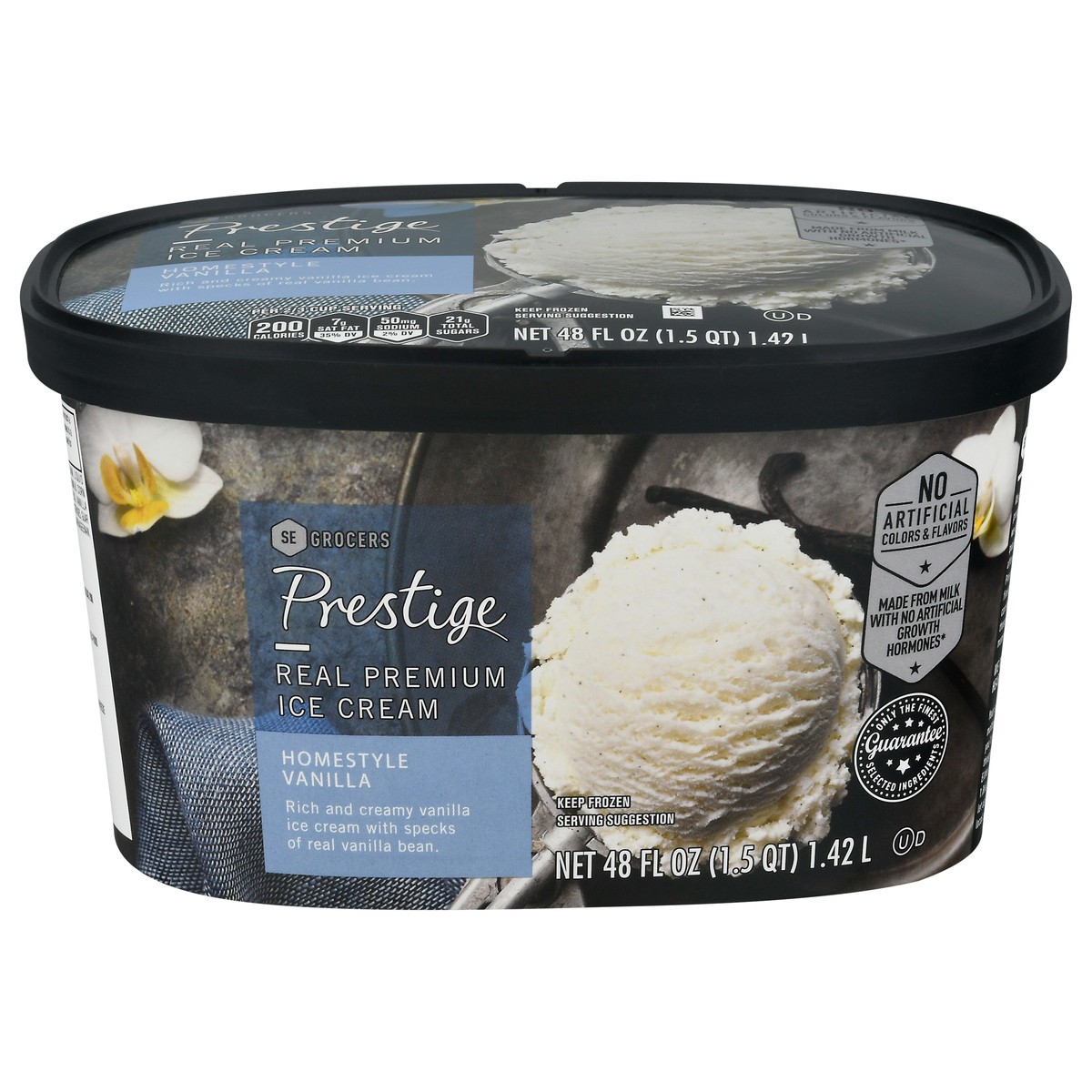 slide 1 of 9, Prestige Real Premium Ice Cream Homestyle Vanilla, 48 oz