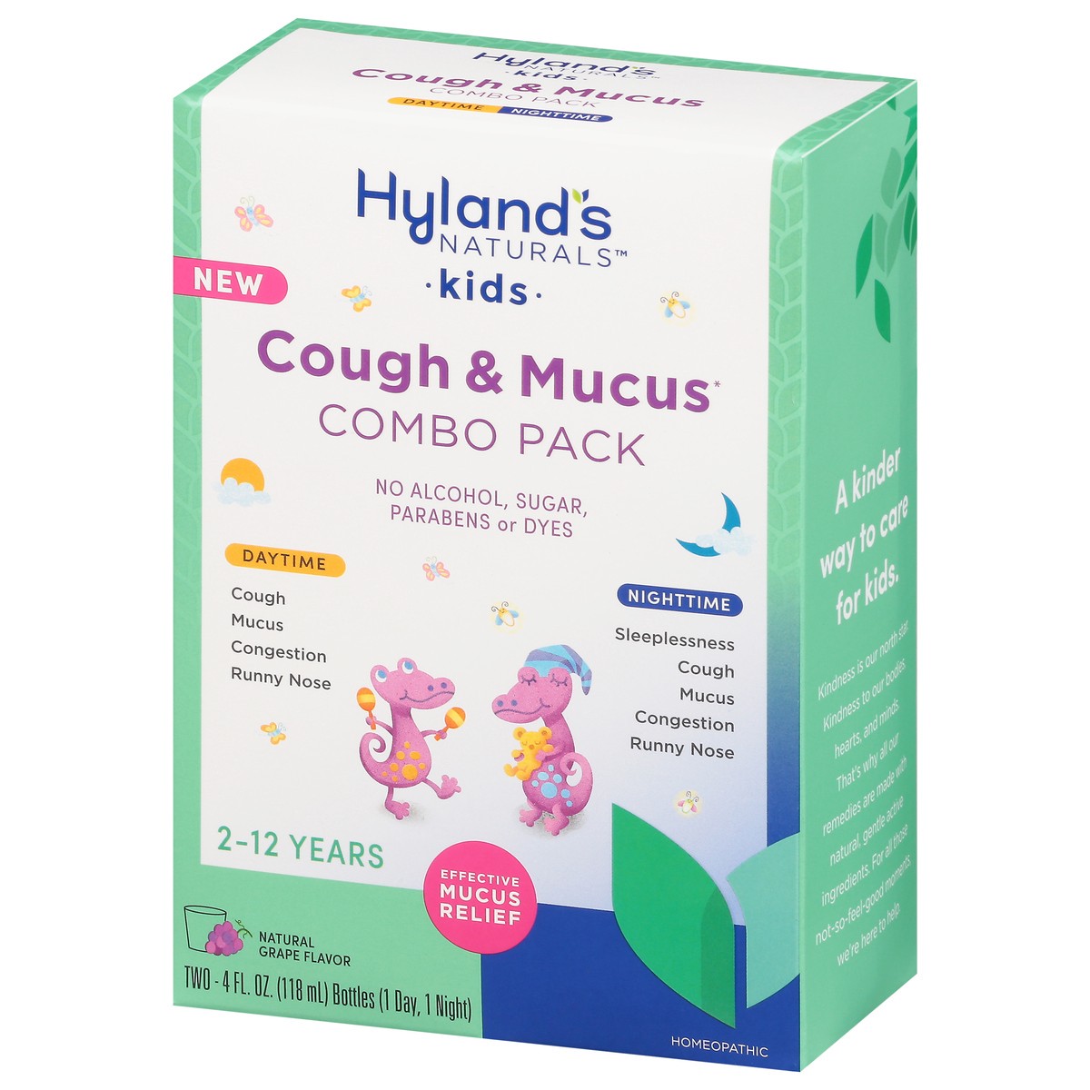 slide 3 of 9, Hyland's Naturals Kids Natural Grape Flavor Mucus + Cold Relief Combo Pack 2 - 4 fl oz Bottles, 2 ct