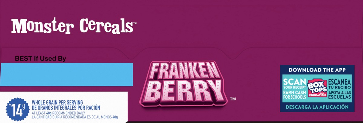 slide 9 of 9, Franken Berry Cereal with Monster Marshmallows, Kids Breakfast Cereal, Limited Edition, Made with Whole Grain, Family Size, 16 oz , 16 oz