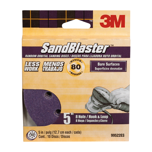 slide 1 of 1, 3M SandBlaster Sanding Discs, 5 inch x 8 Hole, 10 ct