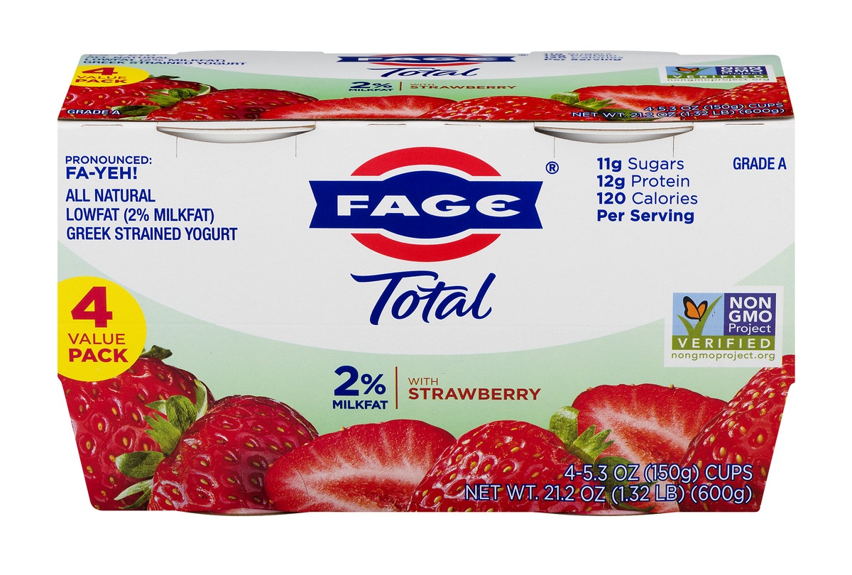 slide 1 of 11, Fage Total 2% Greek Yogurt - Strawberry, 4 ct; 5.3 oz