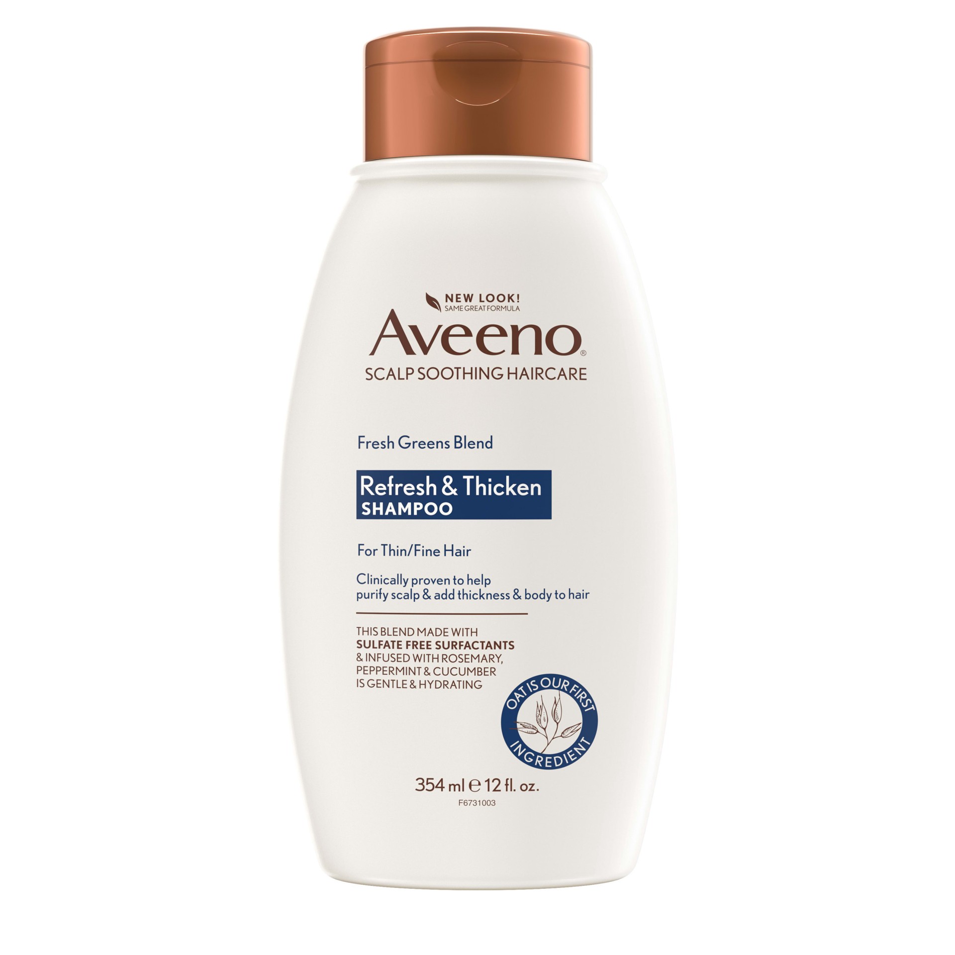 slide 1 of 9, Aveeno Fresh Greens Blend Natural Volumizing Shampoo, Cucumber, Rosemary, for Fine Hair, 12 fl oz, 354 ml