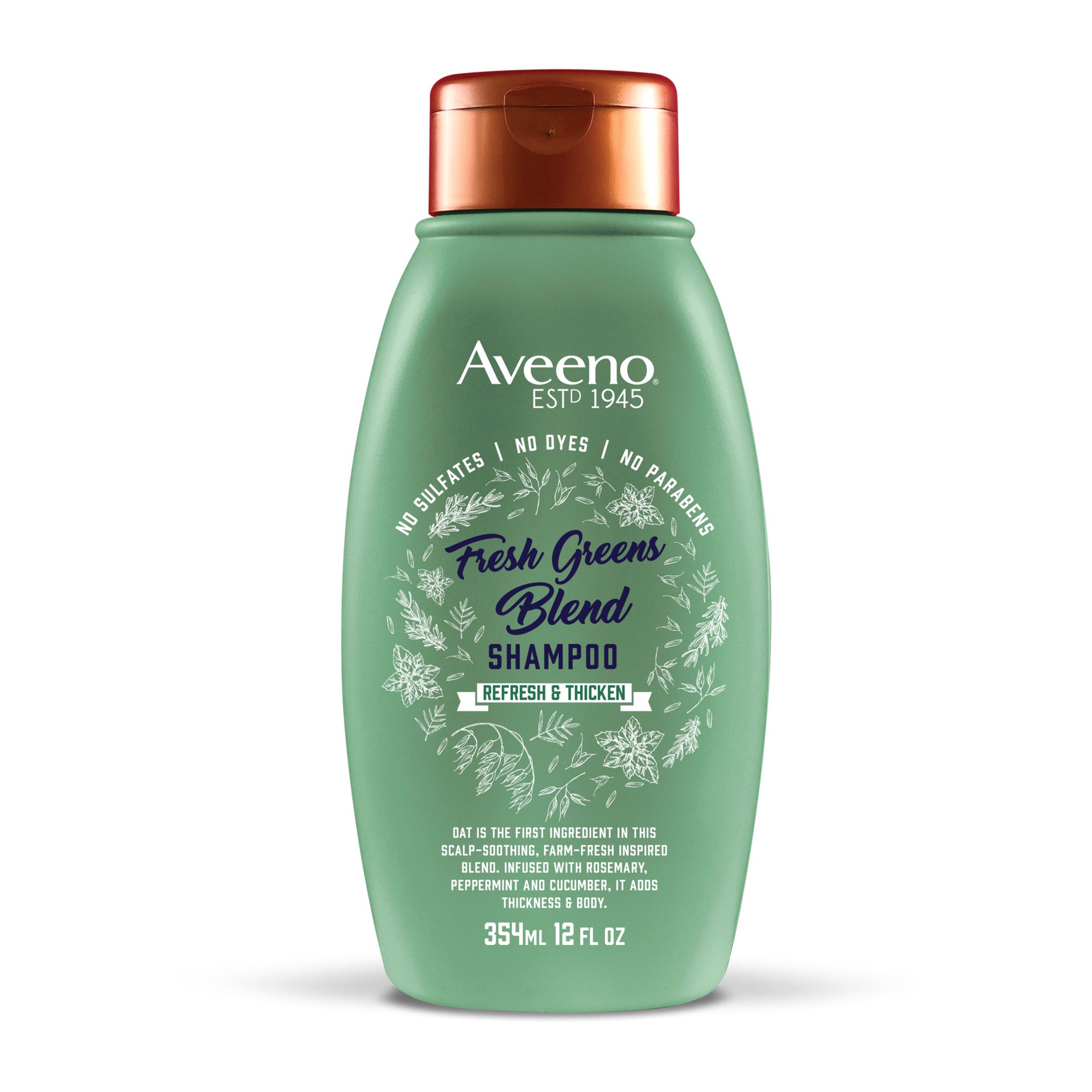 slide 1 of 9, Aveeno Scalp Soothing Fresh Greens Blend Shampoo, 12 Fl. Oz, 354 ml