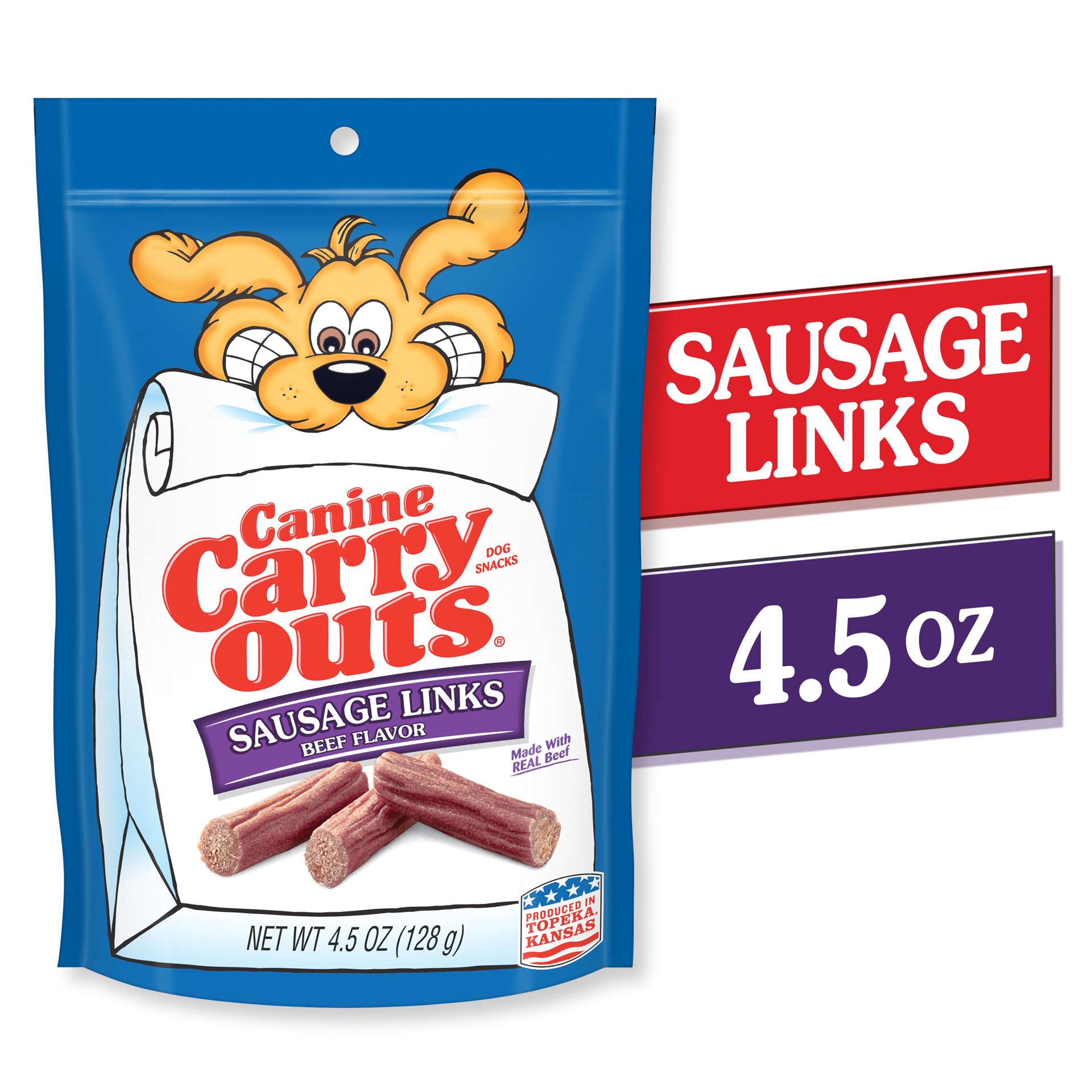 slide 6 of 6, Canine Carry Outs Sausage Links Beef Flavor Dog Treats, 4.5oz Bag, 4.5 oz