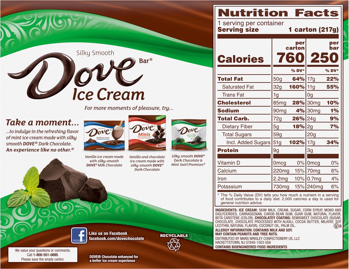 slide 9 of 9, Dove Mint Ice Cream Bars with Dark Chocolate - 3pk, 3 ct