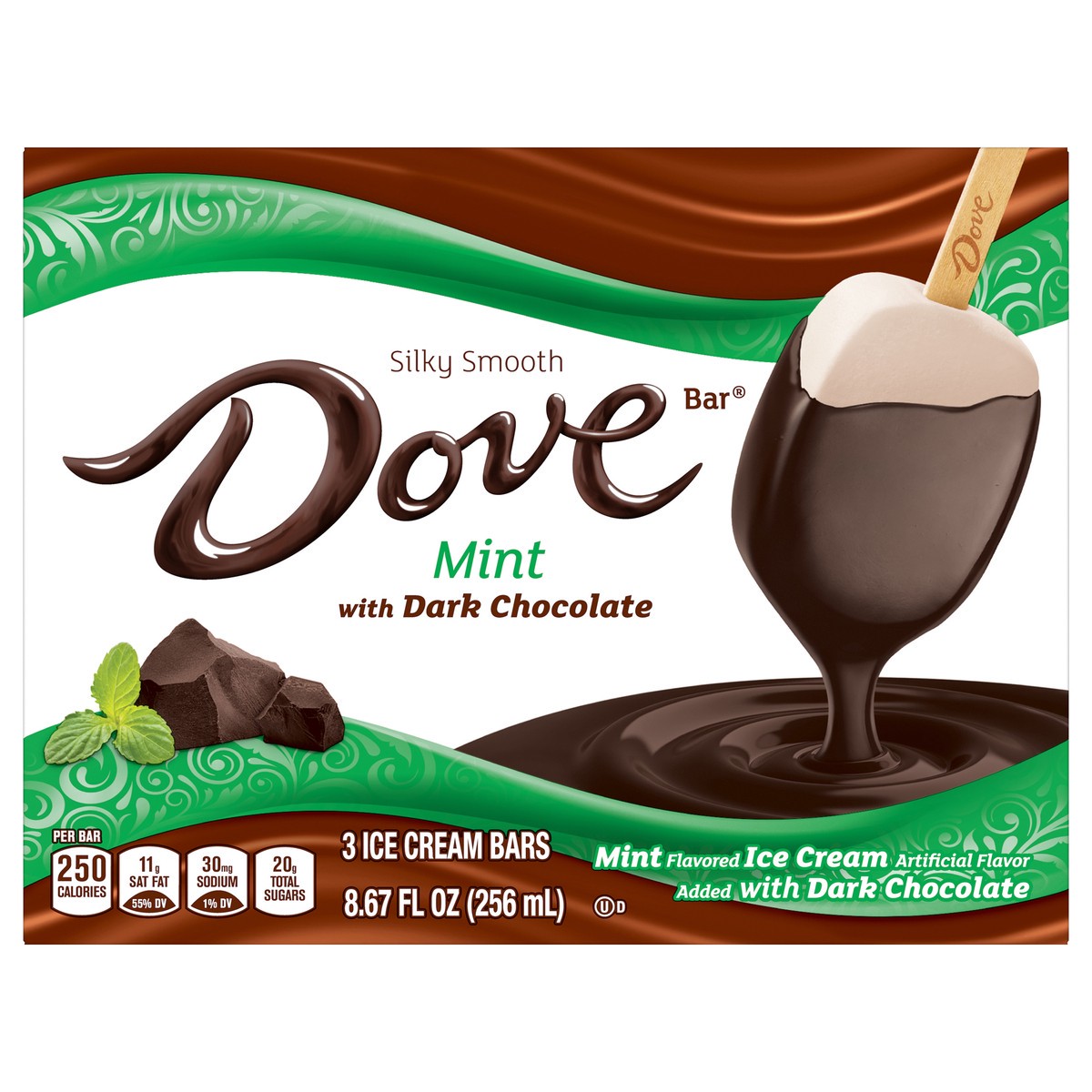 slide 1 of 9, Dove Mint Ice Cream Bars with Dark Chocolate - 3pk, 3 ct