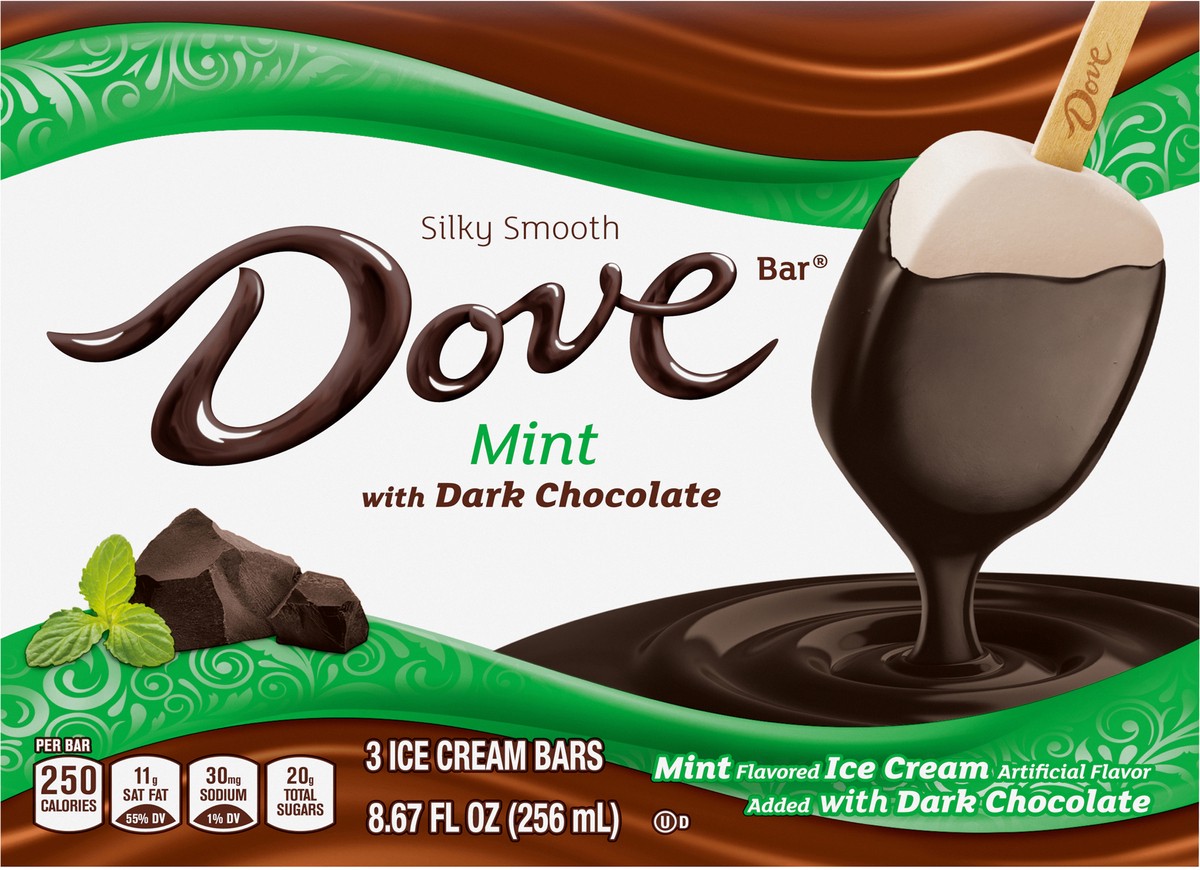 slide 7 of 9, Dove Mint Ice Cream Bars with Dark Chocolate - 3pk, 3 ct