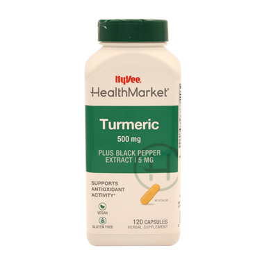 slide 1 of 1, Hy-Vee Healthmarket Turmeric 500Mg Plus Black Pepper Extract 5 Mg, 120 ct