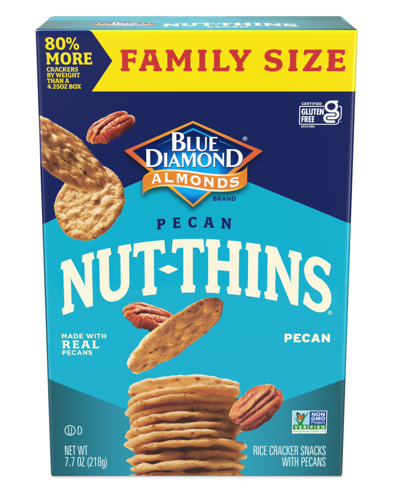 slide 1 of 1, Blue Diamond Family Size Pecan Nut Thins Crackers, 7.7 oz