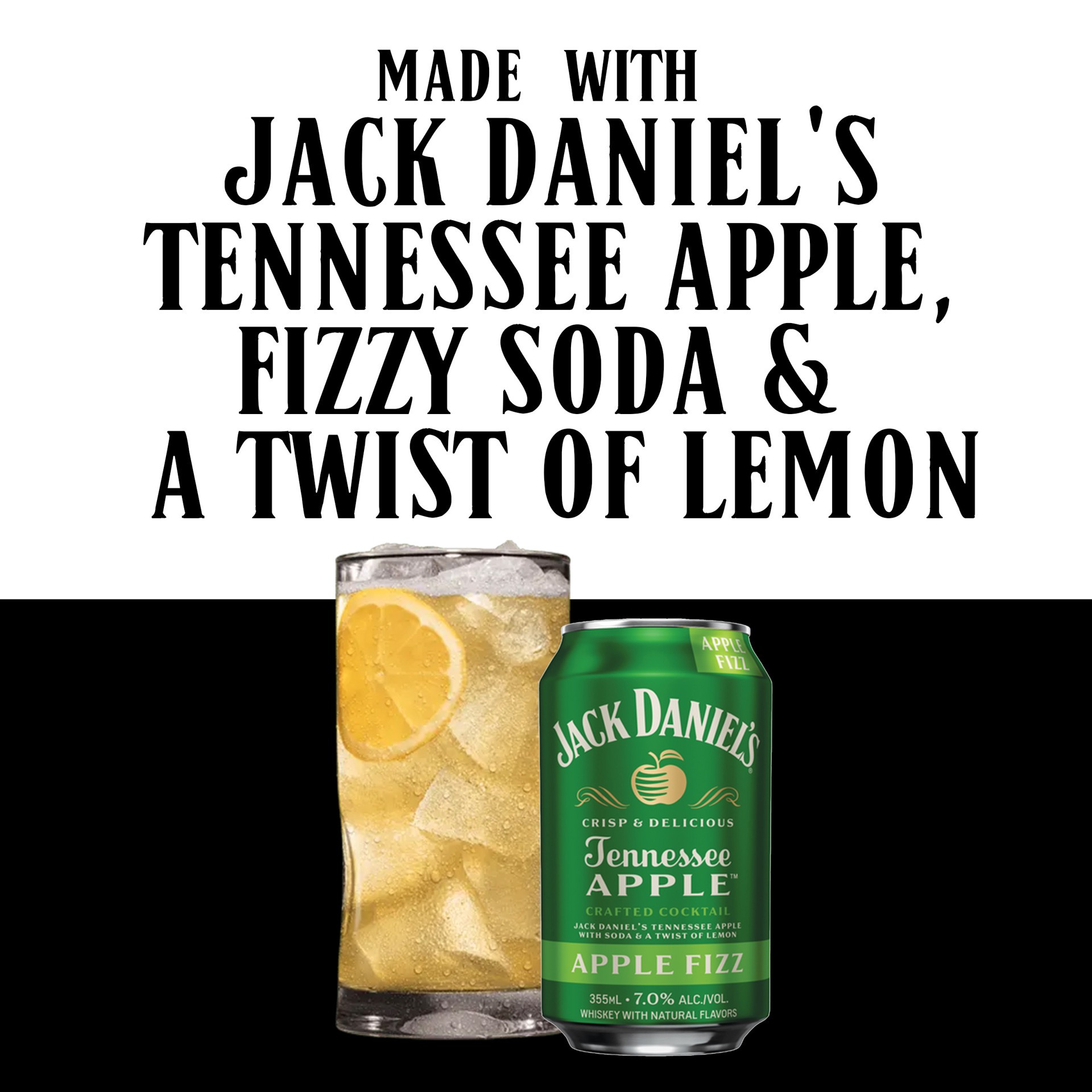slide 7 of 8, Jack Daniel's Apple Fizz Ready to Drink Whiskey Cocktail, 12 oz Can, 4-Pack 14 Proof, 12 oz