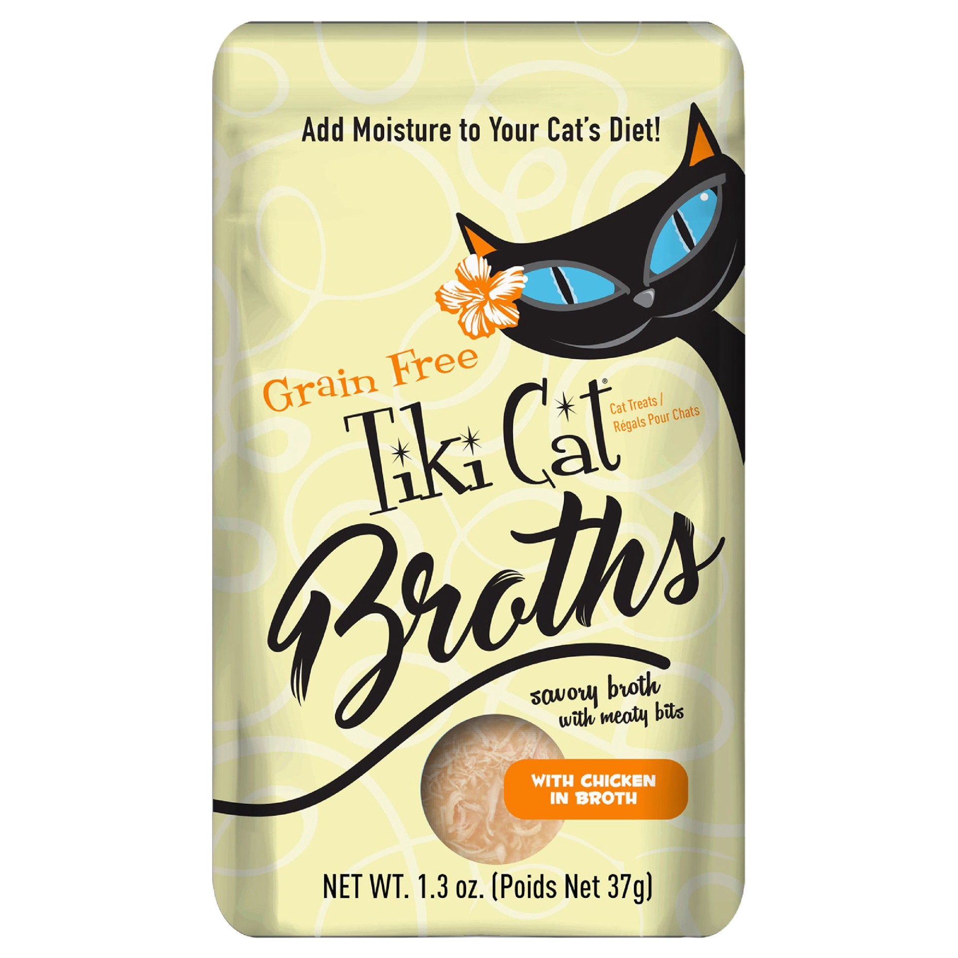 slide 1 of 1, Tiki Cat Born Carnivore Broths Wet Cat Food Topper, Chicken, 1.3 oz. Pouch, 1.3 oz
