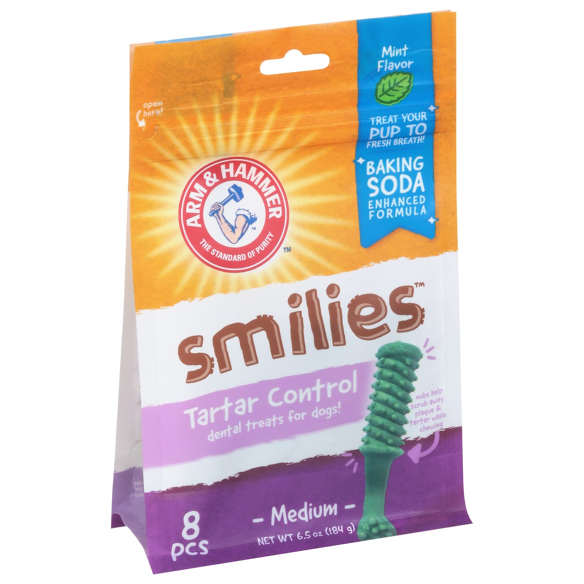 slide 2 of 10, ARM & HAMMER Advanced Care Dental Brush Chews for Dogs in Mint Flavor, 8 ct