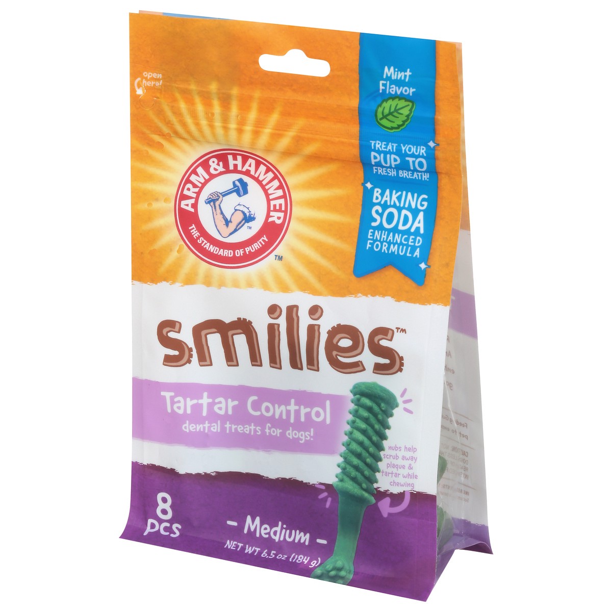 slide 3 of 10, ARM & HAMMER Advanced Care Dental Brush Chews for Dogs in Mint Flavor, 8 ct