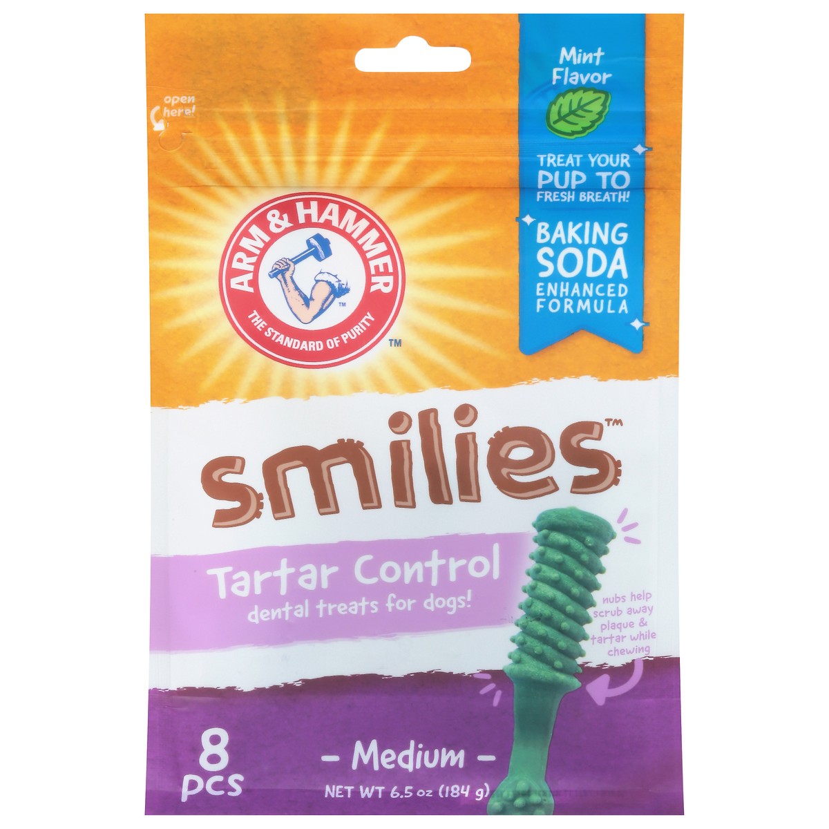 slide 10 of 10, ARM & HAMMER Advanced Care Dental Brush Chews for Dogs in Mint Flavor, 8 ct