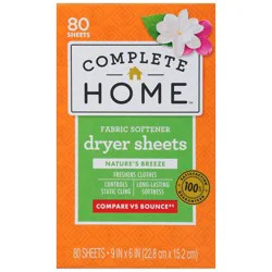 Complete Home Fabric Softening Dryer Sheets 80 Sheets