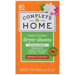Complete Home Fabric Softening Dryer Sheets 80 Sheets